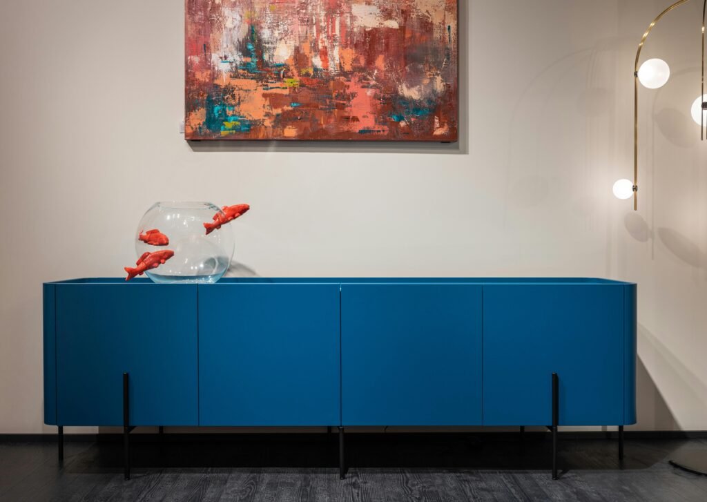 muebles azules recibidor